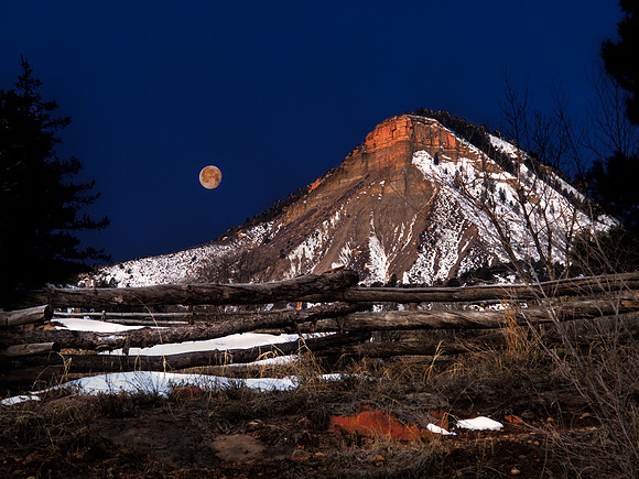Moon, full moon, Mountain, Perin's Peak, Morning, Sunrise, Durango, Colorado